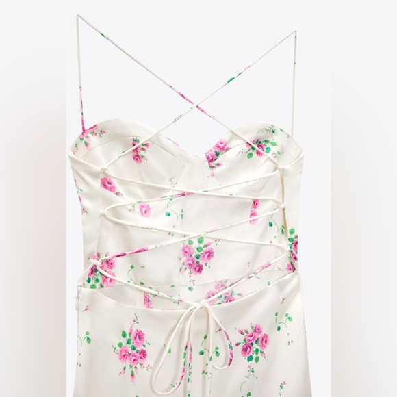 Satin Like Wedding Floral Boho Midi Dress - Picture 8 of 11